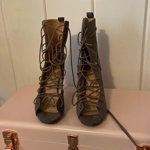 High heel toe up grey stiletto